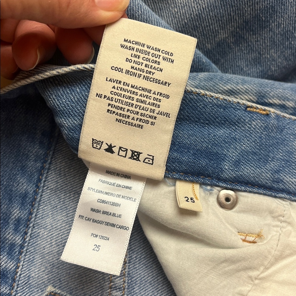 Alice + Olivia Cay Baggy Denim Cargo Pants in Brea Blue Size 25 - Picture 11 of 14